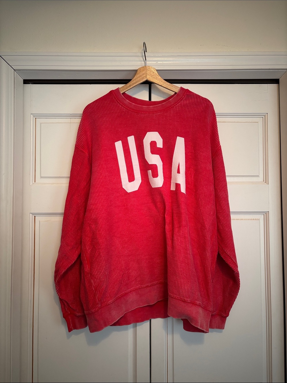 Ivy + Cloth Red "USA" Corded Crewneck Sweatshirt